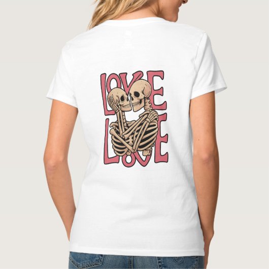 Love Beyond Time - Skeleton Enbrace Art Tシャツ (裏面)