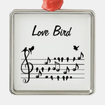 Love Bird、歌の鳥のノートの間に座って