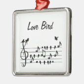 Love Bird、歌の鳥のノートの間に座って メタルオーナメント (左)