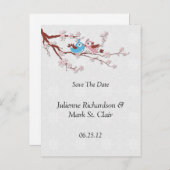 Love Birdsさくらんぼ花が日曜保存 案内ポストカード (正面/裏面)