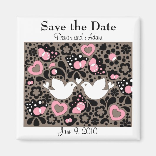 Love Birdsのマグネットを結婚保存する マグネット (正面)