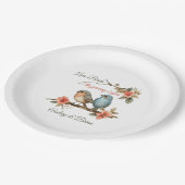 Love Birdsウェディングレセプション ペーパープレート (アングル)