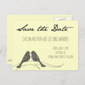 Love Birdsコレクション：日付を保存 案内ポストカード (正面/裏面)