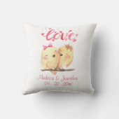 Love Birdsハート結婚ズのキープサムピンク クッション (裏面)