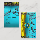 LOVE BIRDS結婚金ゴールドアクアブルージェムモノグラム 名刺 (正面/裏面)