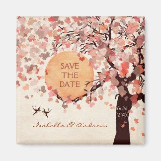 Love Birds -秋の結婚式日付磁石を保存。 マグネット