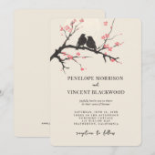 Love Birds and Sakura Wedding Invitation 招待状 (正面/裏面)