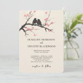 Love Birds and Sakura Wedding Invitation 招待状 (スタンド正面)