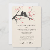 Love Birds and Sakura Wedding Invitation 招待状 (正面)