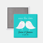Love Birds Aqua Save the Date Magnet マグネット (正面/裏面)