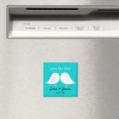 Love Birds Aqua Save the Date Magnet マグネット (インサイチュ (食洗機))