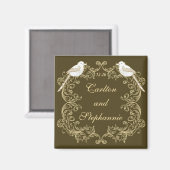 Love Birds Brown/Creme's 結婚 Magnet マグネット (正面/裏面)