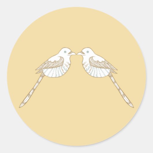 Love Birds Brown/Tan結婚の封筒用シール ラウンドシール (正面)