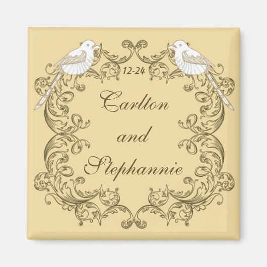 Love Birds Brown/Tan's 結婚 Magnet マグネット (正面)