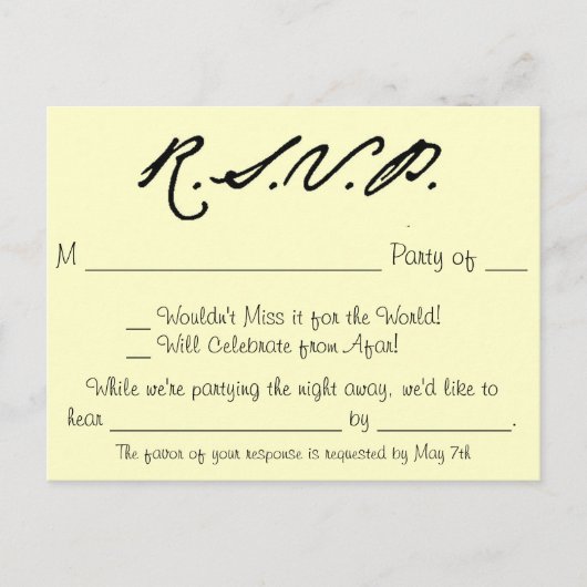 Love Birds Collection RSVPカード インビテーションポストカード (正面)