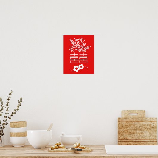 Love Birds - Double Happiness - Feng Shui Wall Art ポスター (キッチン)