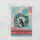 Love Birds onフローラリースRSVPカード 出欠カード (正面/裏面)