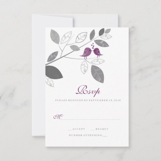 Love Birds on a Branch Wedding RSVP (正面)