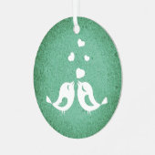 Love Birds on Green メタルオーナメント (正面左)