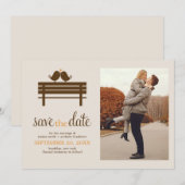 Love Birds on Park Bench 結婚's セーブザデート (正面/裏面)