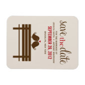 Love Birds on Park Bench 結婚's マグネット (横)