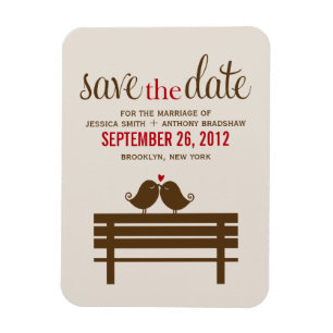 Love Birds on Park Bench 結婚's マグネット