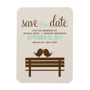 Love Birds on Park Bench 結婚's マグネット