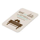 Love Birds on Park Bench 結婚's マグネット (左側)