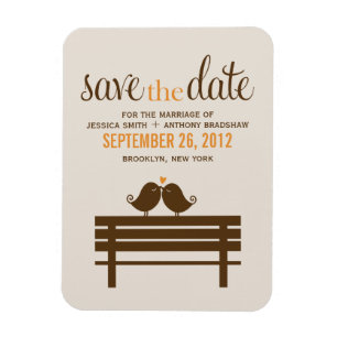 Love Birds on Park Bench 結婚's マグネット
