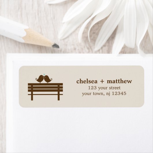Love Birds on Park Bench 結婚's ラベル (インサイチュ)