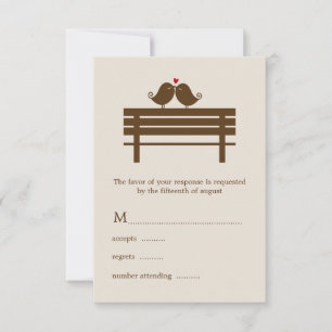 Love Birds on Park Bench 結婚's 出欠カード