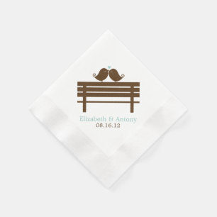 Love Birds on Park Bench {mint} 縁ありカクテルナプキン