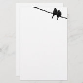Love Birds on Wire/シルエット(B&W) 便箋 (正面/裏面)