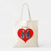 Love Birds PenguinカップルハートThunder_Cove トートバッグ (裏面)