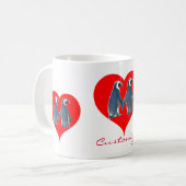 Love Birds Penguinカップル赤いハートThunder_Cove コーヒーマグカップ (正面左)