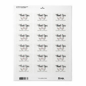 Love Birds Pink Black Lovebirds'結婚s Thank You ラベル (フルシート)