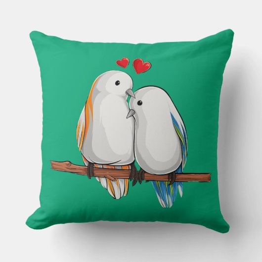 Love Birds Romantic Couple Decorative クッション (正面)