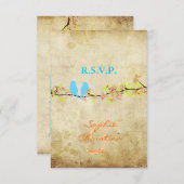 LOVE BIRDS、RSVPs/DIYカラー 出欠カード (正面/裏面)