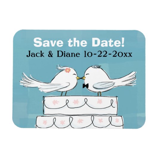 Love Birds Save the Date Flexible Magnet マグネット (横)