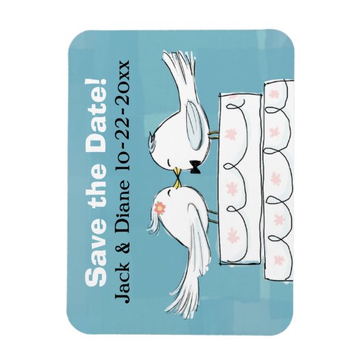Love Birds Save the Date Flexible Magnet マグネット (縦)