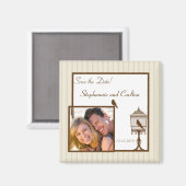 Love Birds Tan/Brownの結婚発表磁石 マグネット (正面/裏面)