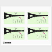 Love Birds Thank You Sticker (green) 長方形シール (シート)