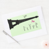 Love Birds Thank You Sticker (green) 長方形シール (封筒)