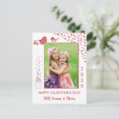 Love Birds Valentine's Dayハートフォトカード シーズンポストカード (スタンド正面)