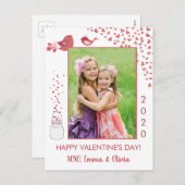 Love Birds Valentine's Dayハートフォトカード シーズンポストカード (正面/裏面)