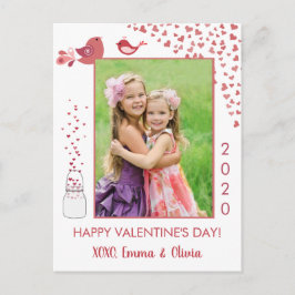 Love Birds Valentine's Dayハートフォトカード シーズンポストカード