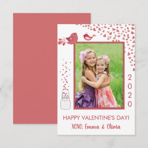 Love Birds Valentine's Dayハートフォトカード 招待状