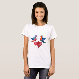 Love Birds, Water Color Birds基本Tシャツ Tシャツ