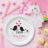 Love Birds Wedding パーソナライズされた reception ペーパープレート (パーティー)