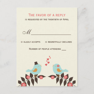 Love Birds Wedding RSVPカード